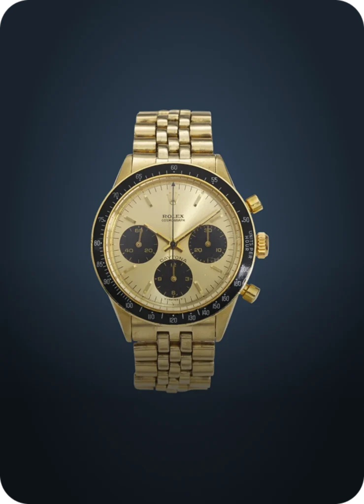 Rolex Daytona vintage in oro con quadrante dorato, esempio di bene da proporre a Collecto